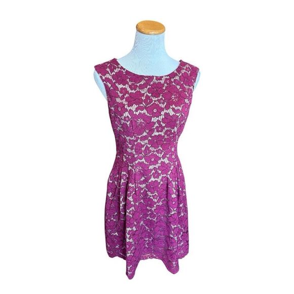 Womens Vince Camuto Floral Print Overlay Sleeveless A-Line Dress - Sz 6 - Picture 1 of 2